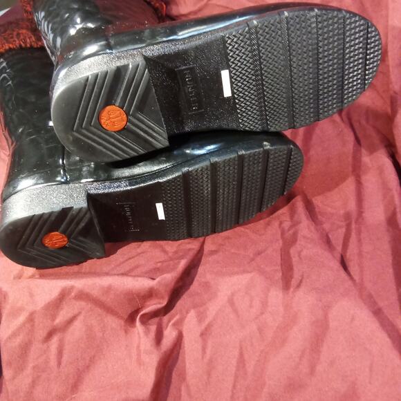 Hunter Quilted Rain Boots Red Knit Cuff Women’s Size 6 Excellent Condition - Picture 6 of 7